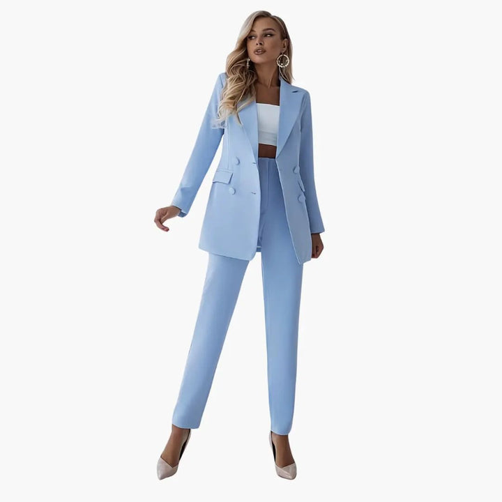 Women's Summer Two-Piece Suit with Blazer and Slim-Fit Pants