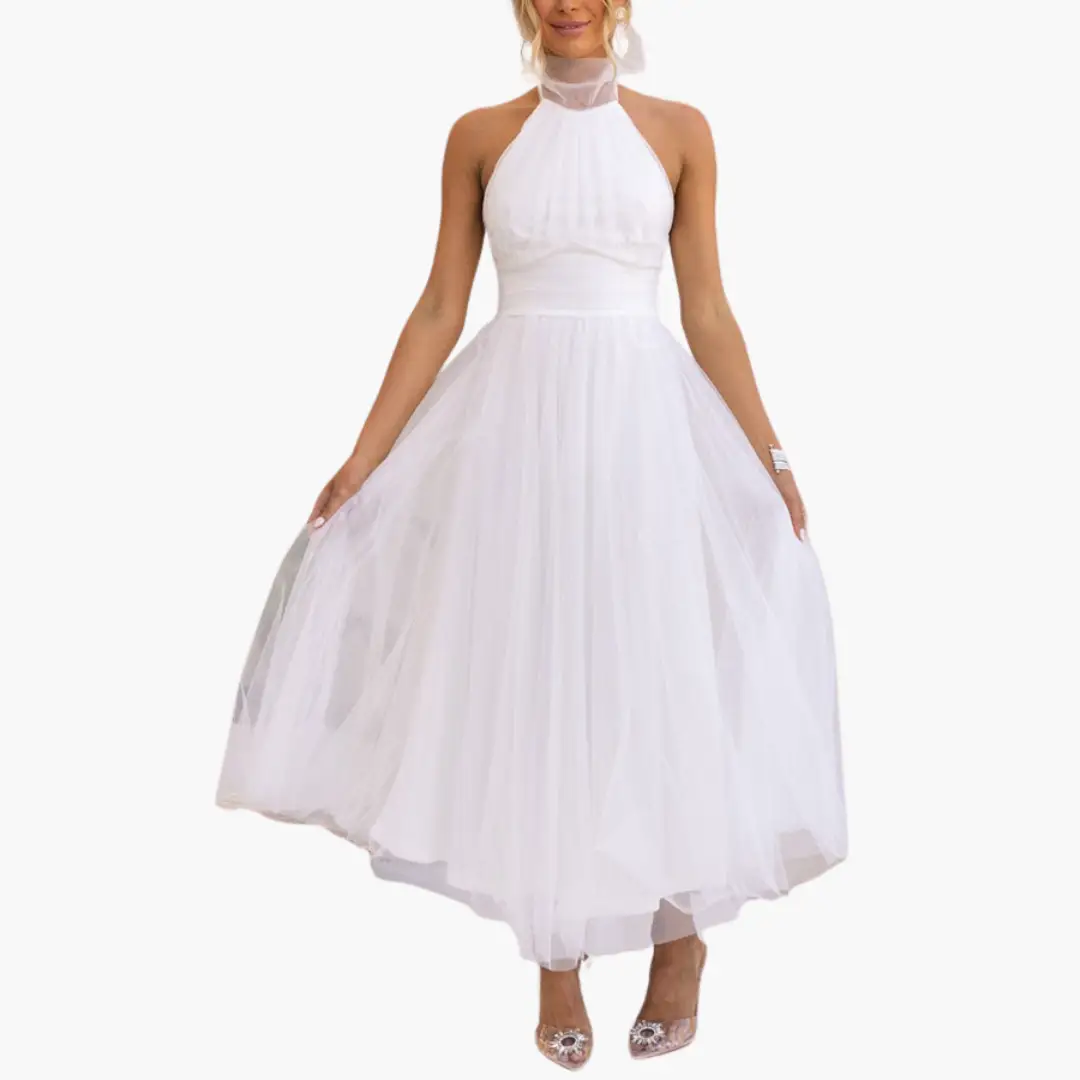 Women’s Layered Dress with Sleeveless Design and A-line Skirt