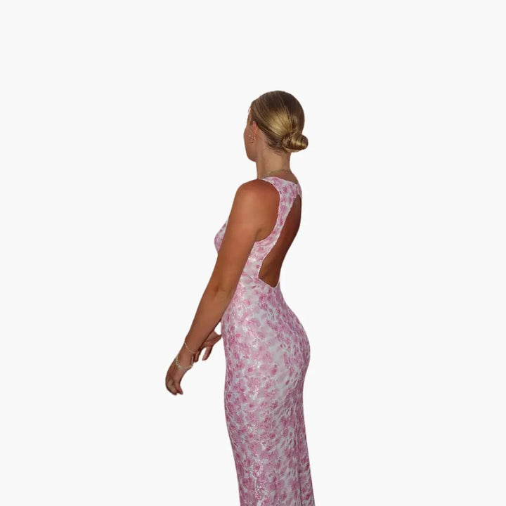 Lace Maxi Dress - Women's Style with V-Neck and Elegance