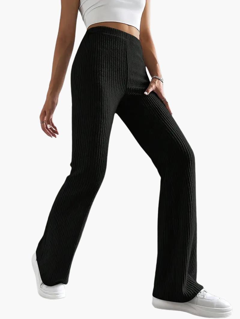 Wide High Waist Knit Pants for Women – Comfortable Lounge Fit