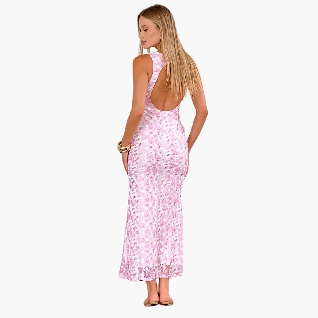 Lace Maxi Dress - Women's Style with V-Neck and Elegance