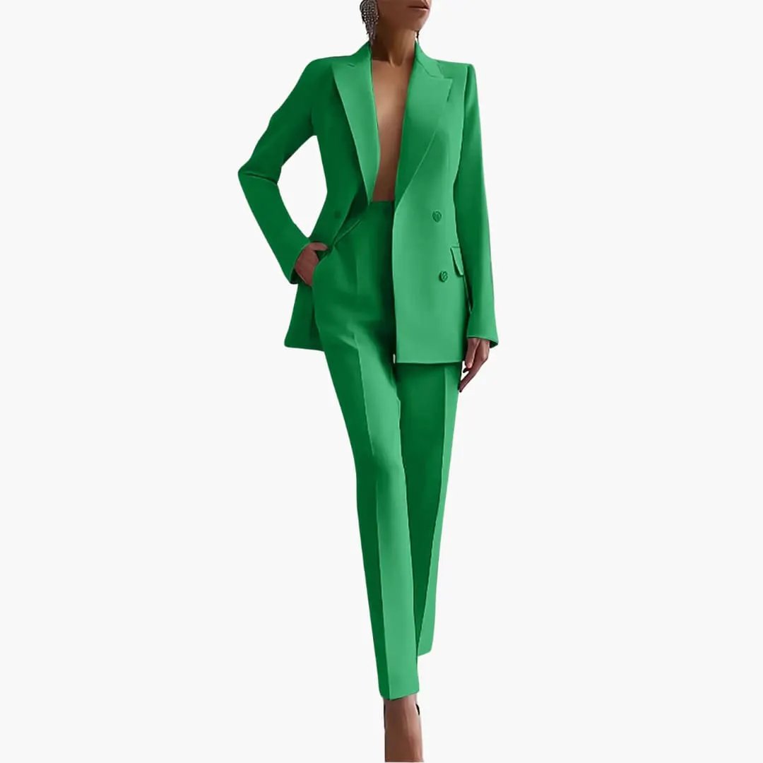 Women's Summer Two-Piece Suit with Blazer and Slim-Fit Pants