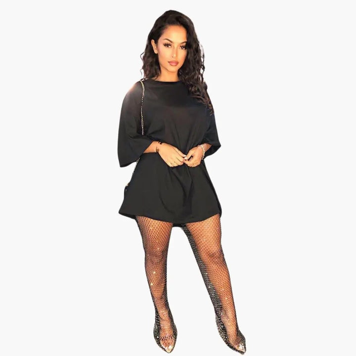 Women’s Mesh Pants with Sparkle Detailing and Fitted Design