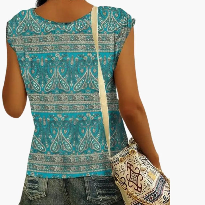 Women's V-Neck Shirt with Cap Sleeves for Summer