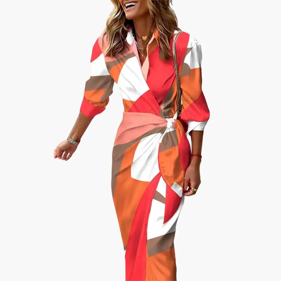 Striped Shirt Dress – Women's Maxi Dress Made of Cotton