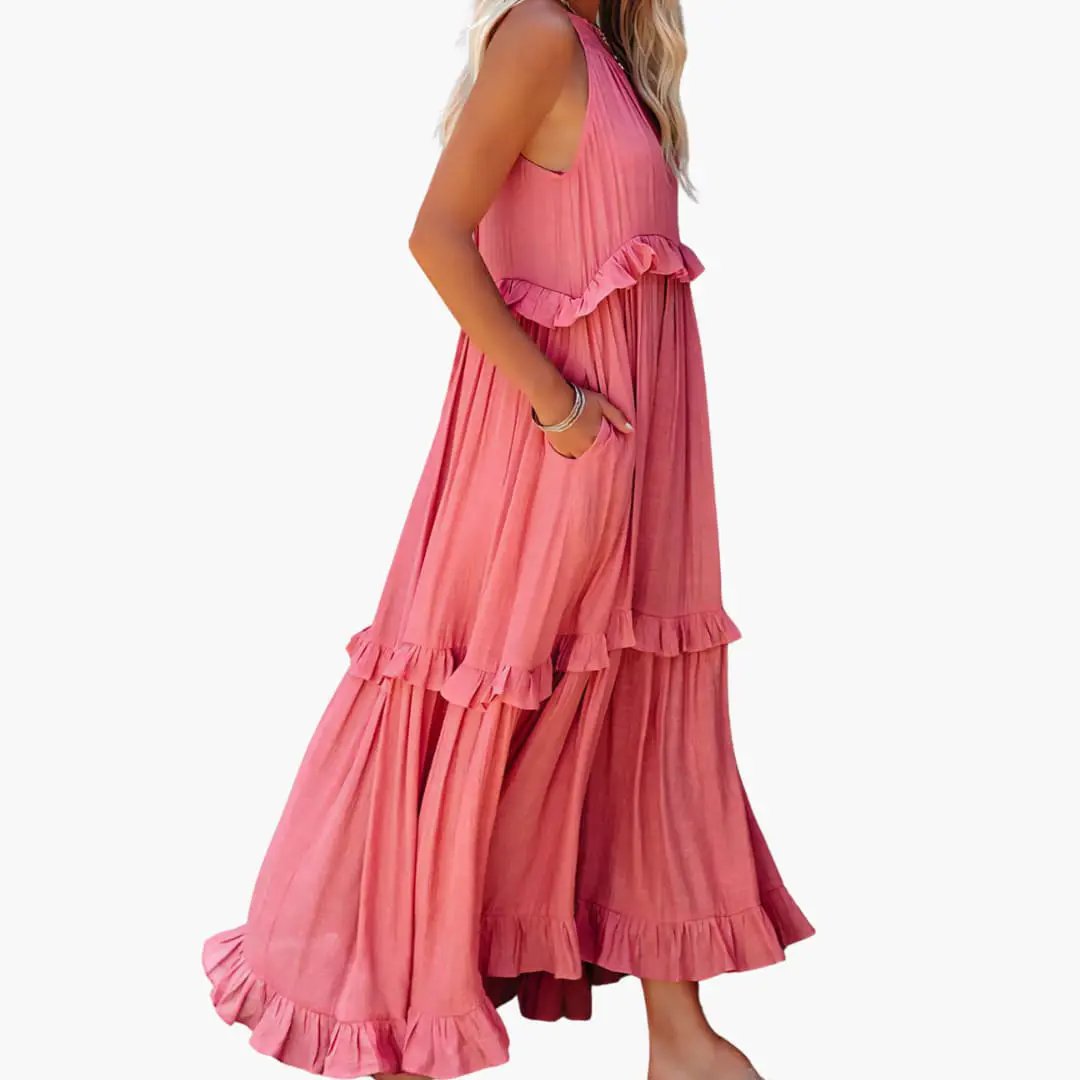 Maxi Dress Layers - Ruffle Dress for Women, Elegant & Airy