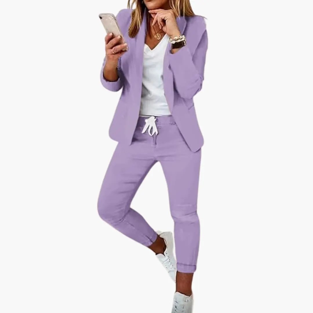 Lounge Set for Women - Blazer with Jogging Pants and Drawstring