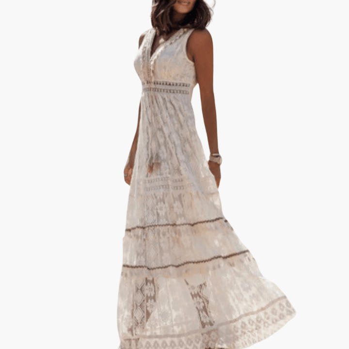Maxi Dress with Lace for Women in Airy Boho Style