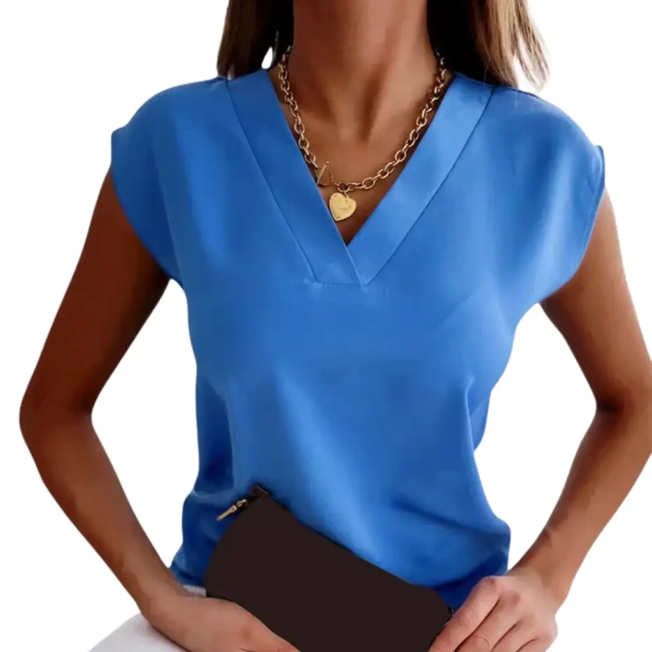 Comfortable Summer Blouse for Women - Lightweight V-Neck Blouse