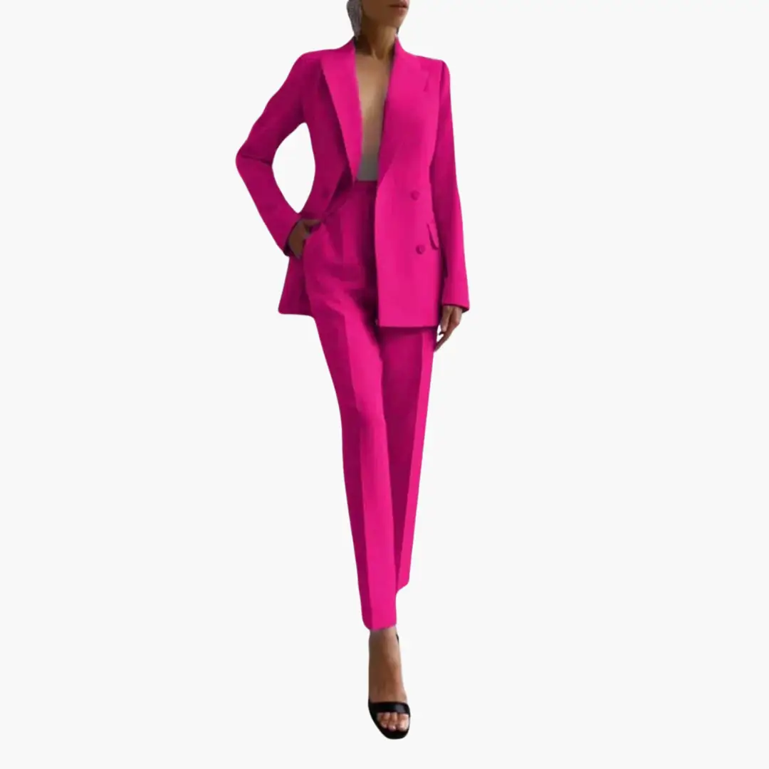 Women's Summer Two-Piece Suit with Blazer and Slim-Fit Pants