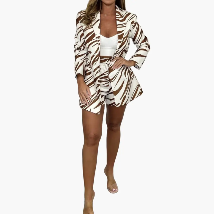 Pattern Blazer Set for Women - Shorts and Blazer Set