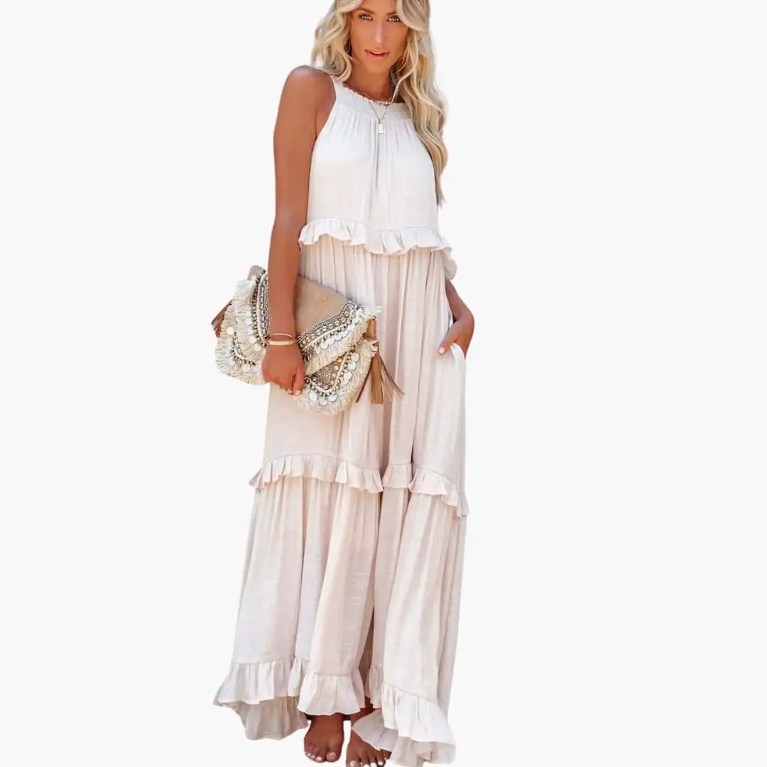 Maxi Dress Layers - Ruffle Dress for Women, Elegant & Airy