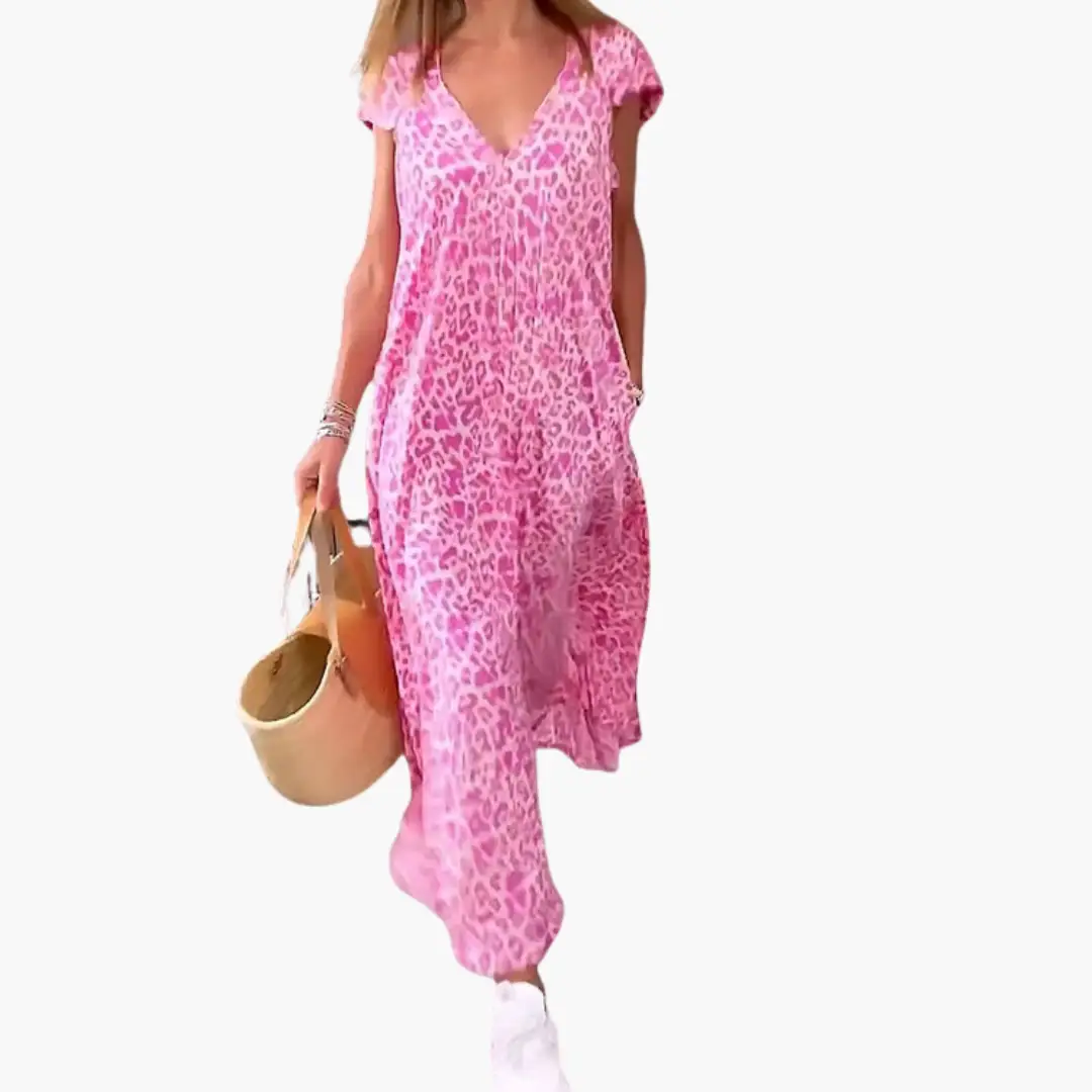 Leo Maxi Dress for Women – V-Neck and Loose Fit