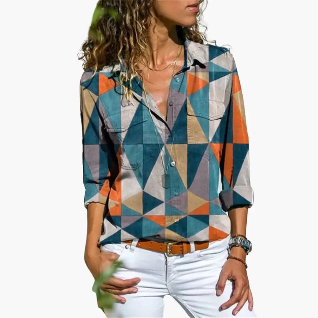 Flowing Blouse with Floral Pattern - Women's Summer Look