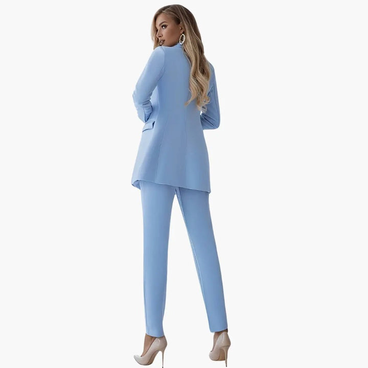 Women's Summer Two-Piece Suit with Blazer and Slim-Fit Pants