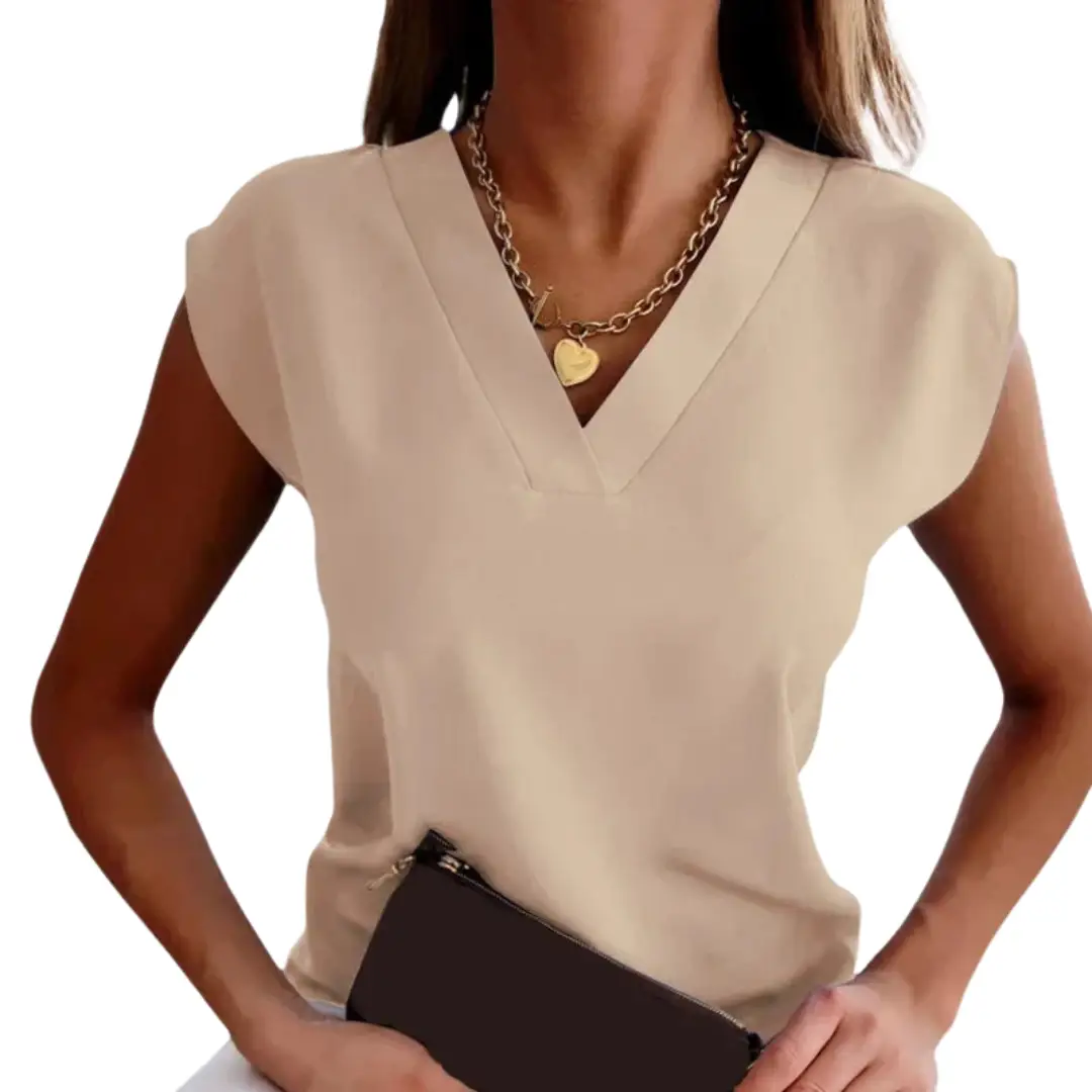 Comfortable Summer Blouse for Women - Lightweight V-Neck Blouse