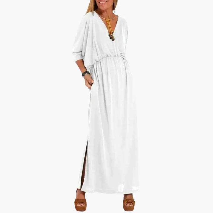 Women's V-Neck Dress with 3/4 Sleeves