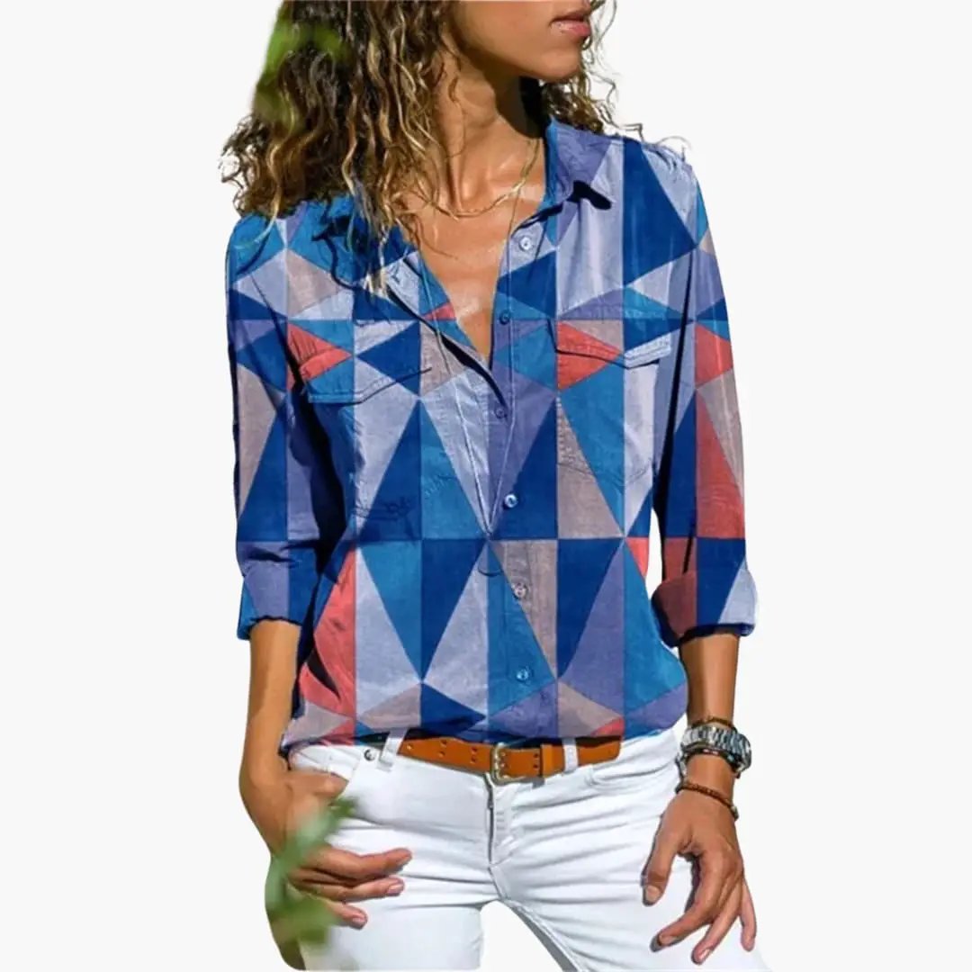 Flowing Blouse with Floral Pattern - Women's Summer Look