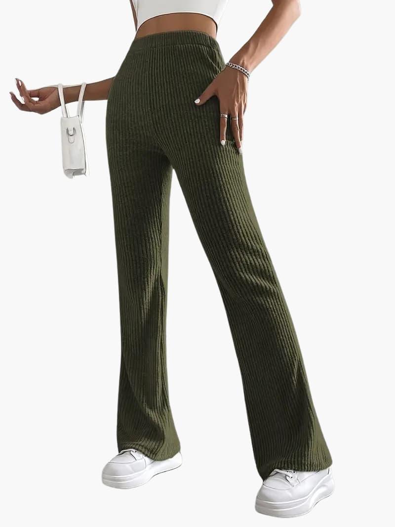 Wide High Waist Knit Pants for Women – Comfortable Lounge Fit