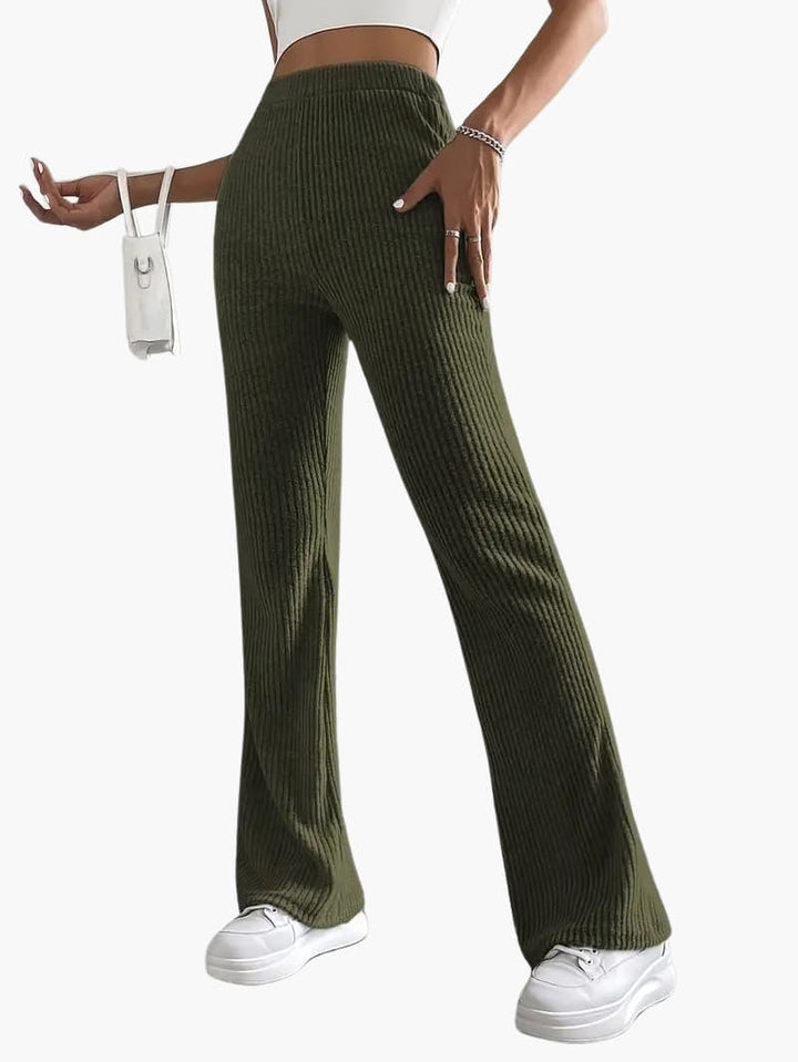 Wide High Waist Knit Pants for Women – Comfortable Lounge Fit