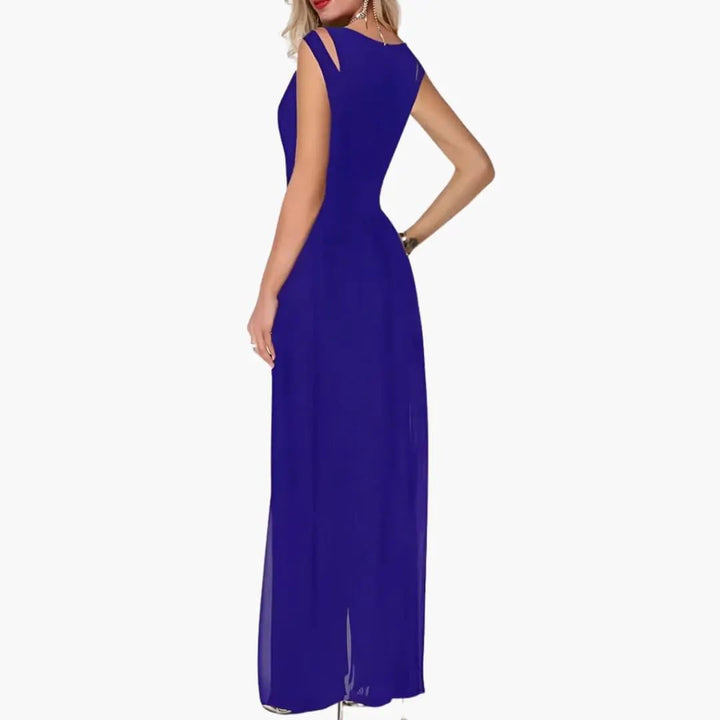 Elegant Women's Evening Dress with Slit – Black Maxi Dress