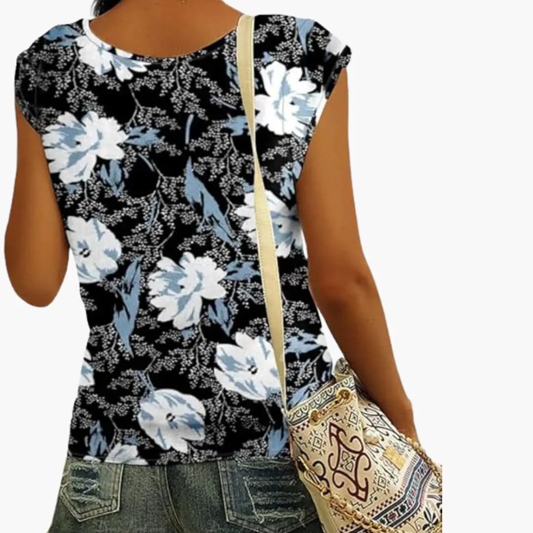 Women's V-Neck Shirt with Cap Sleeves for Summer