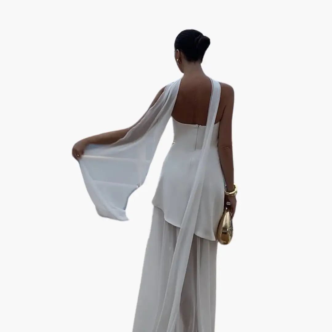 Off-Shoulder Evening Dress for Women - Maxi with High Slit