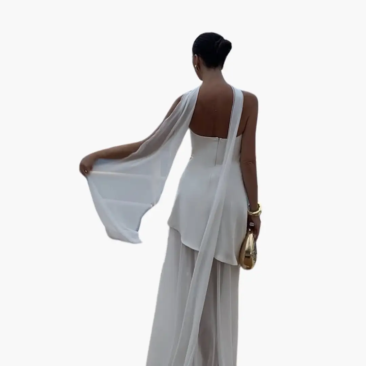 Off-Shoulder Evening Dress for Women - Maxi with High Slit