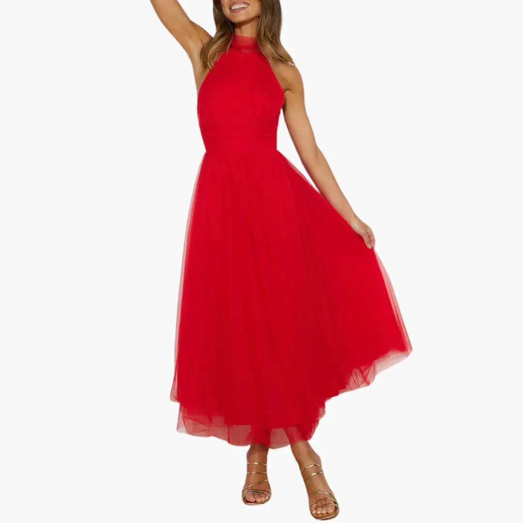 Women’s Layered Dress with Sleeveless Design and A-line Skirt