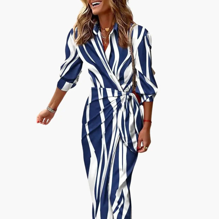 Striped Shirt Dress – Women's Maxi Dress Made of Cotton