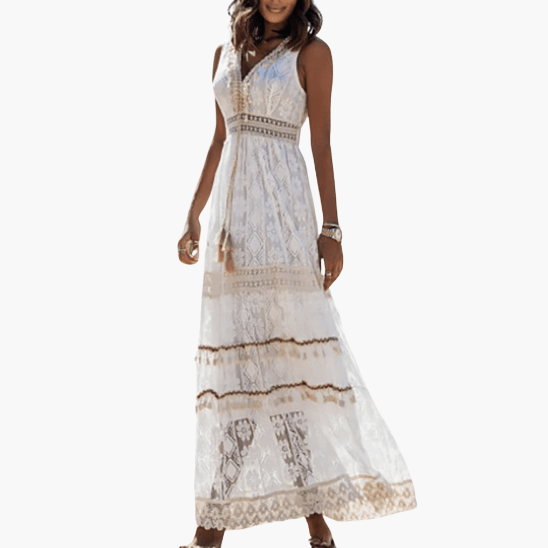 Maxi Dress with Lace for Women in Airy Boho Style