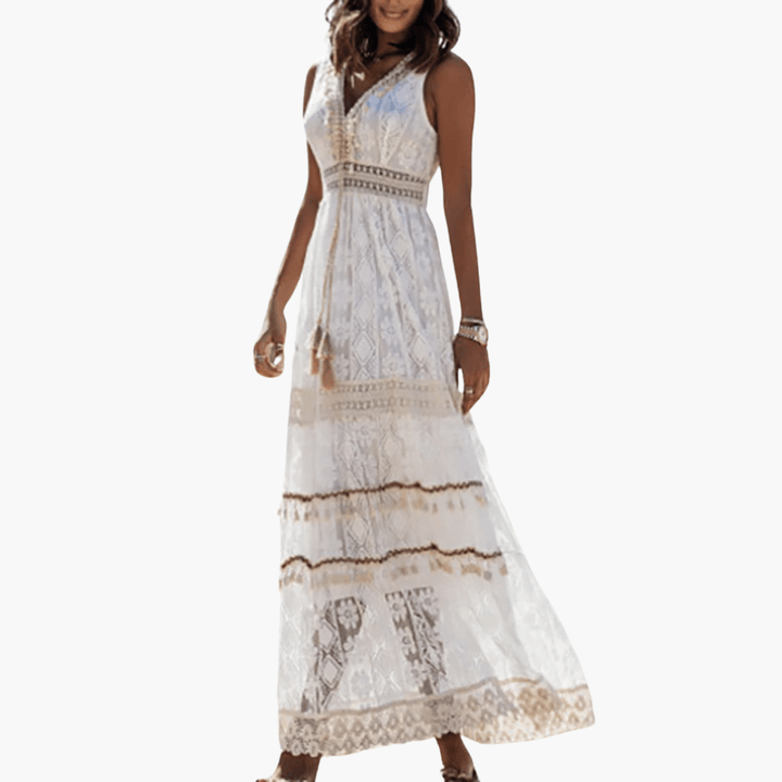 Maxi Dress with Lace for Women in Airy Boho Style
