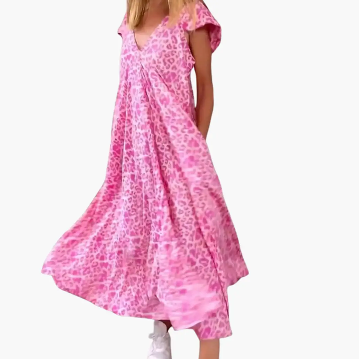 Leo Maxi Dress for Women – V-Neck and Loose Fit