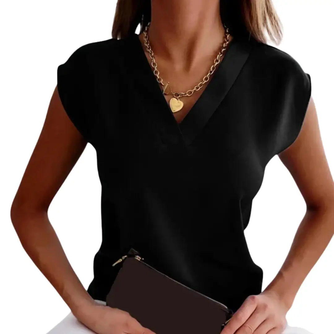Comfortable Summer Blouse for Women - Lightweight V-Neck Blouse