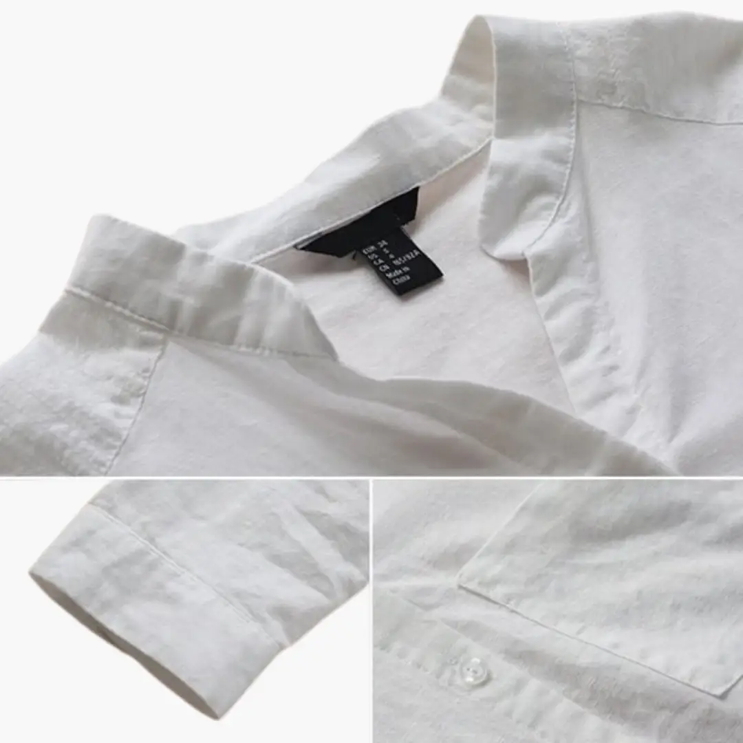 Loose-Fitting Blouse for Women - Long Sleeve, Stand-Up Collar & Casual