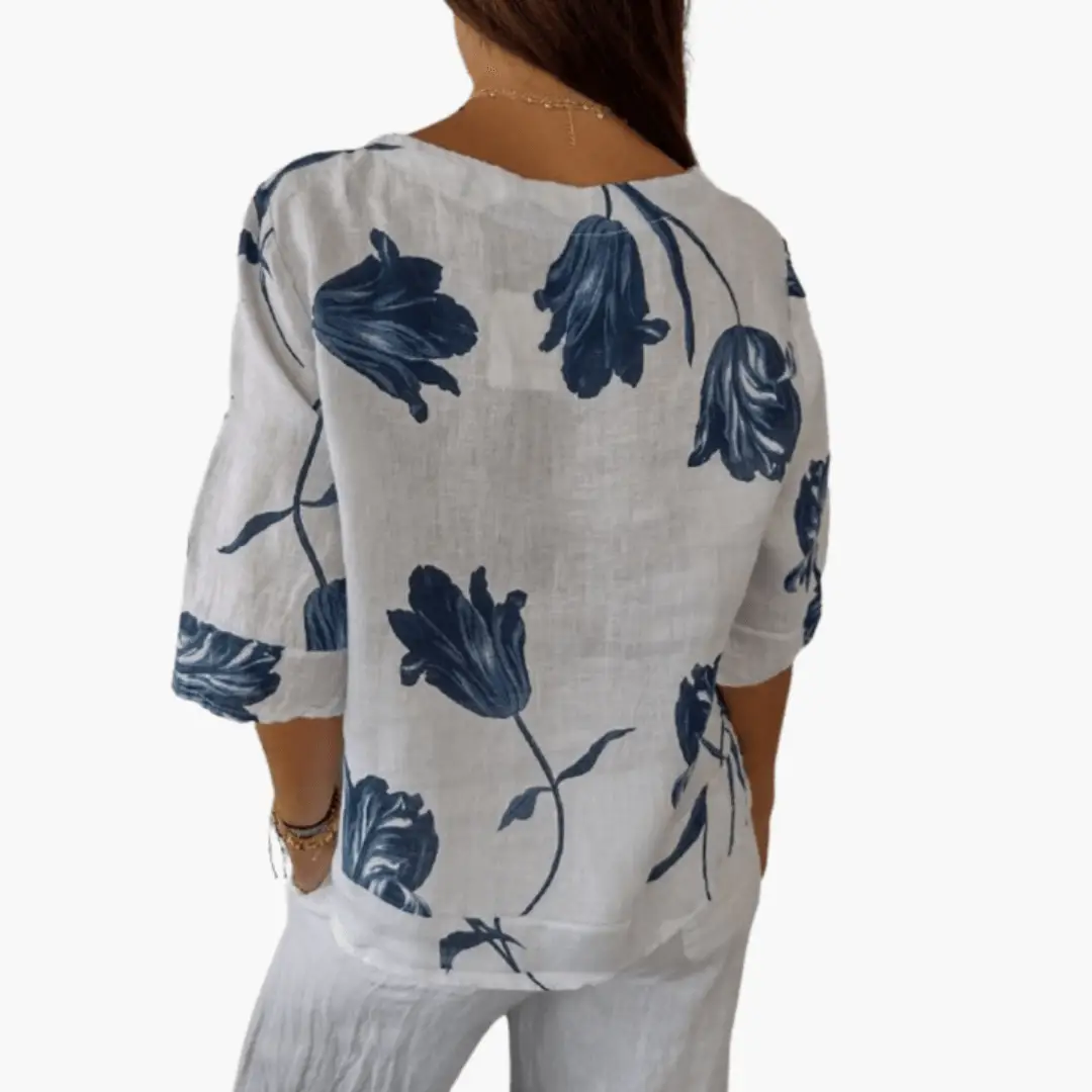 Women's Floral Print Blouse – Summer V-Neck Top