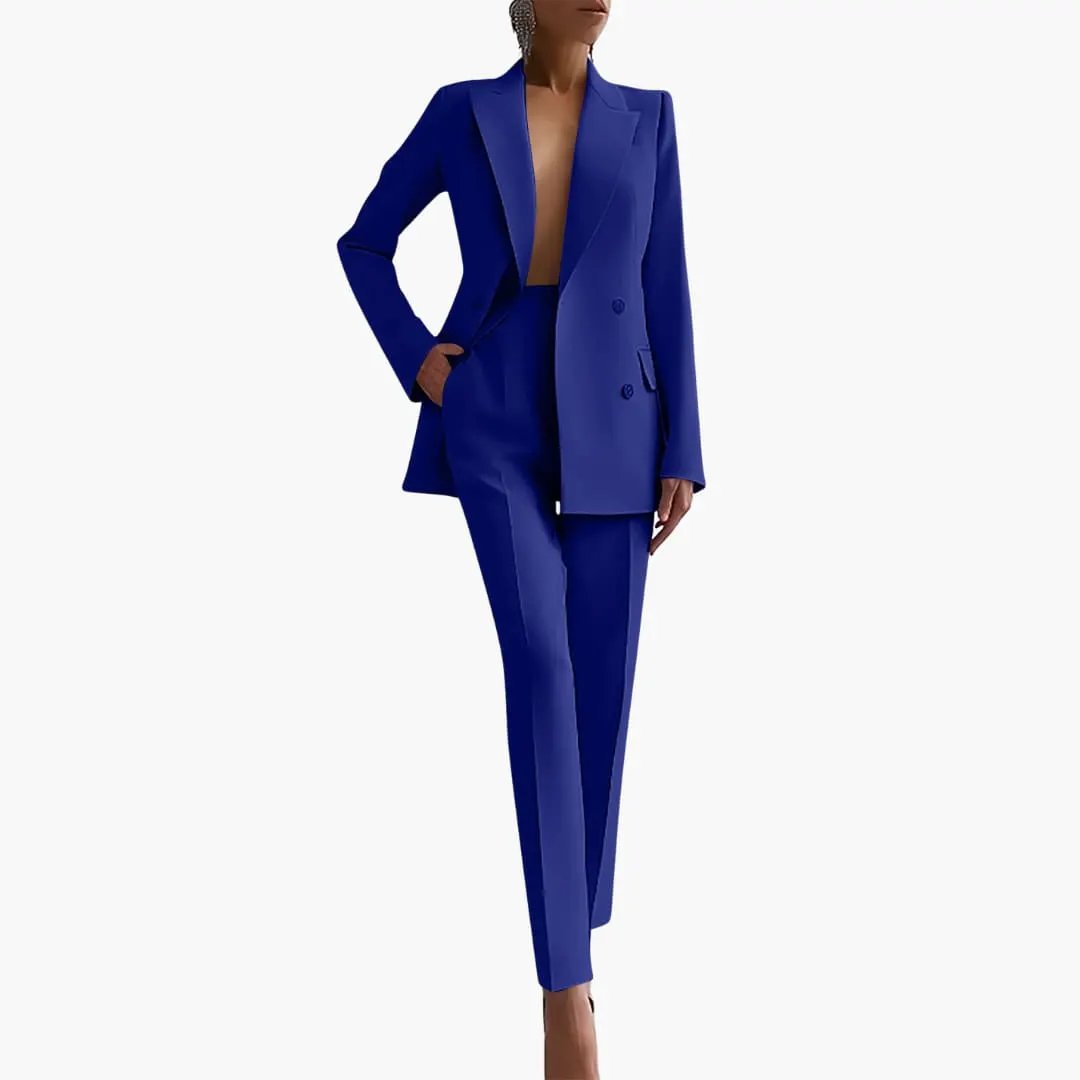 Women's Summer Two-Piece Suit with Blazer and Slim-Fit Pants