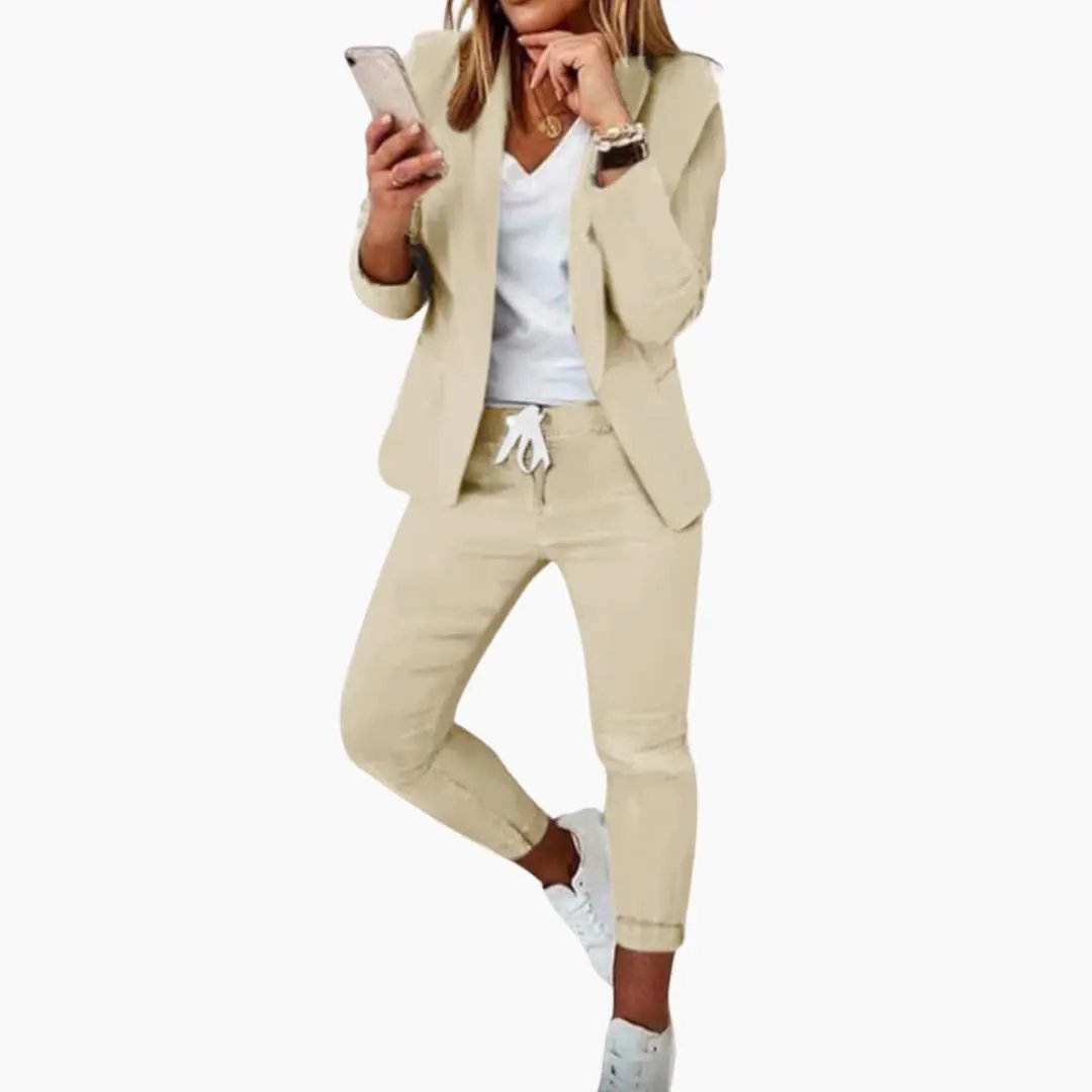 Lounge Set for Women - Blazer with Jogging Pants and Drawstring