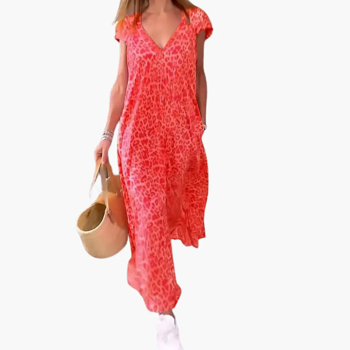 Leo Maxi Dress for Women – V-Neck and Loose Fit