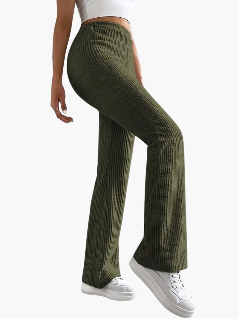 Wide High Waist Knit Pants for Women – Comfortable Lounge Fit