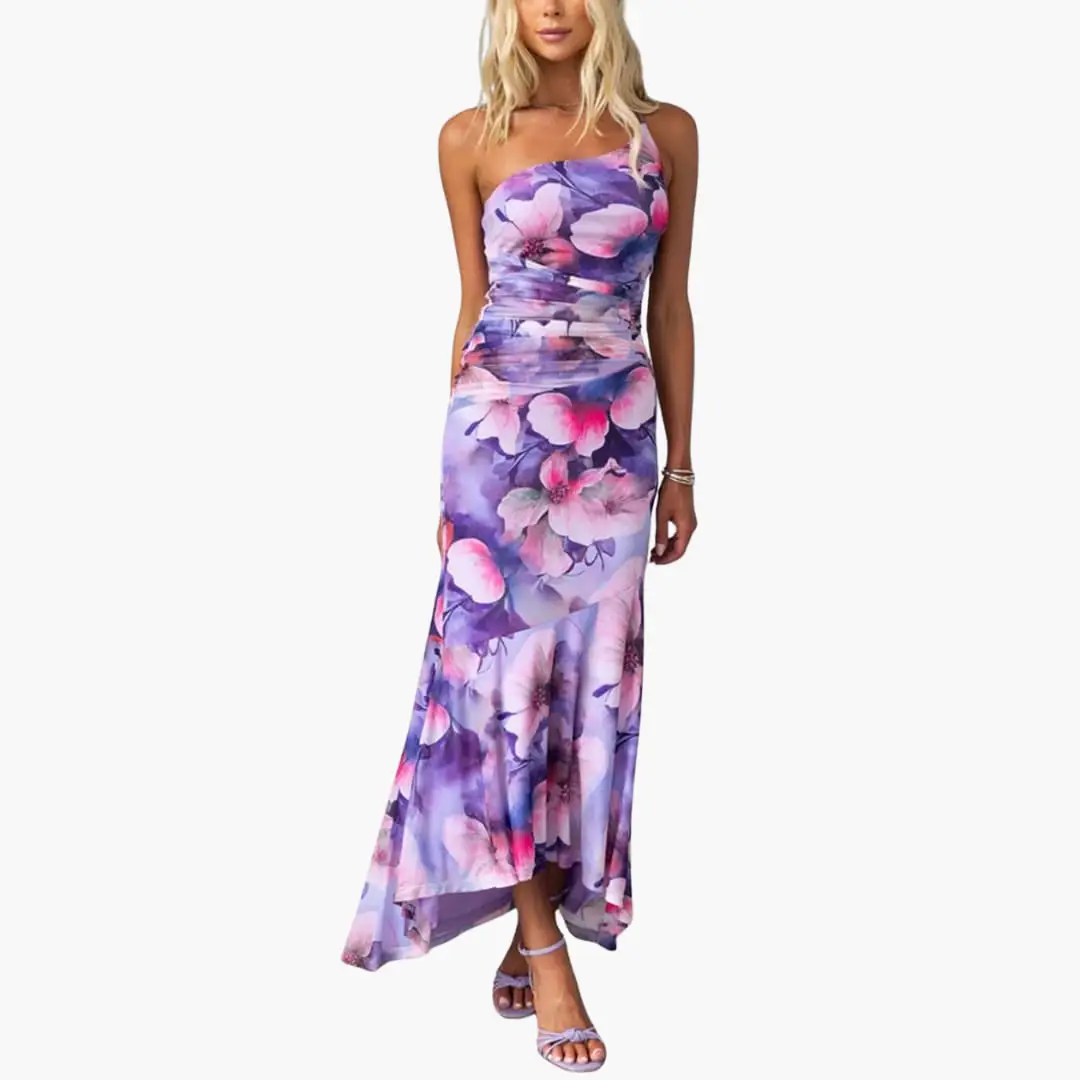 One Shoulder Floral Dress for Women - Elegant Summer Dress