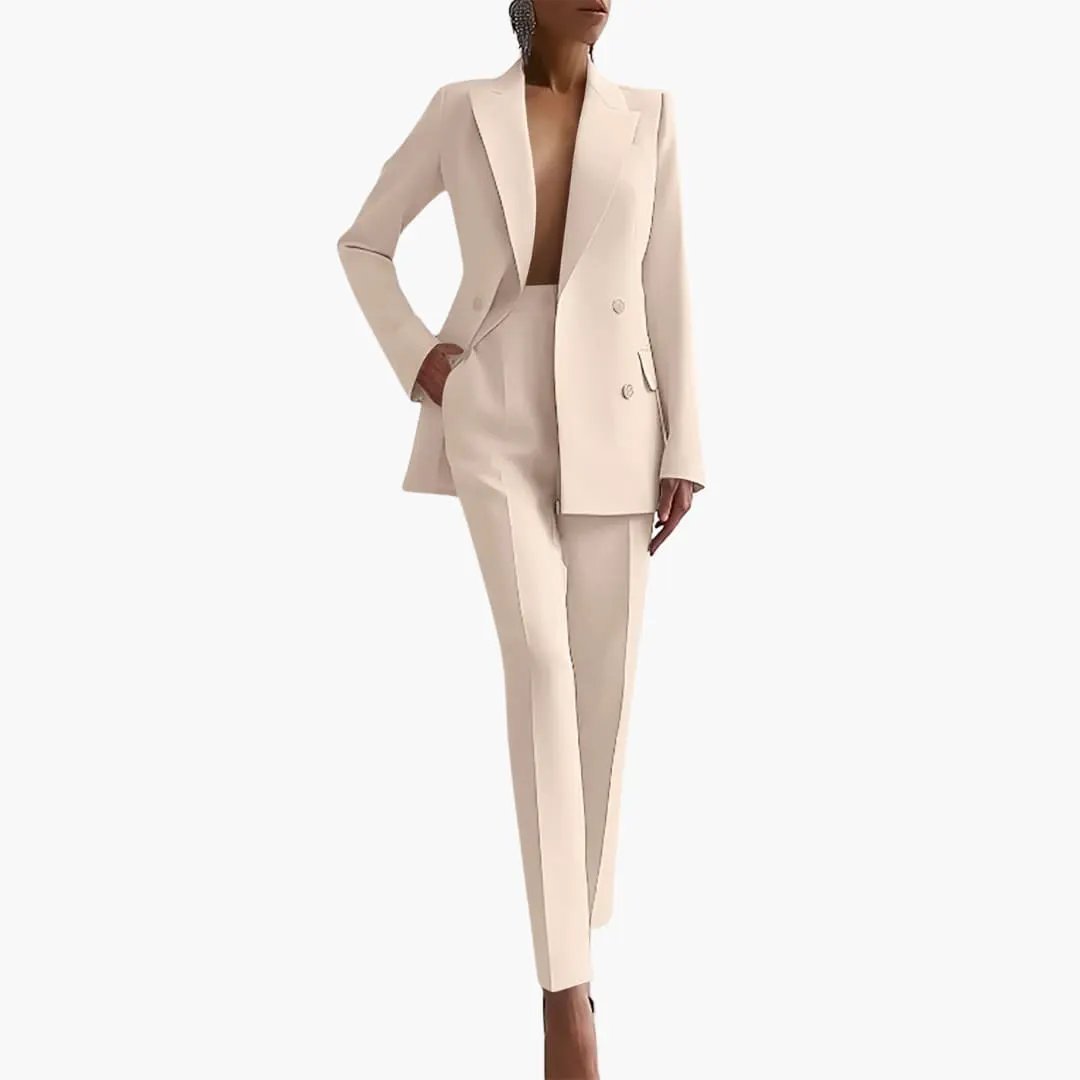 Women's Summer Two-Piece Suit with Blazer and Slim-Fit Pants