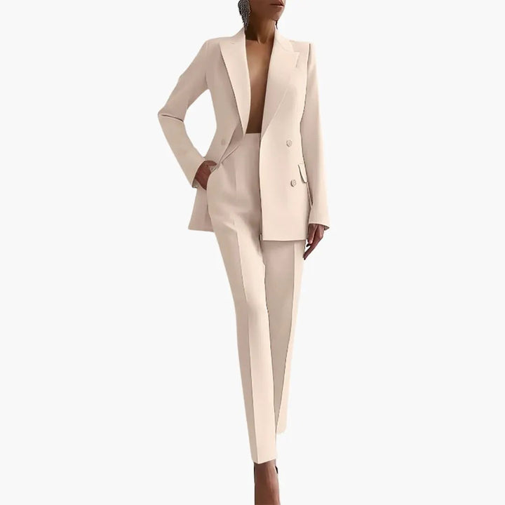 Women's Summer Two-Piece Suit with Blazer and Slim-Fit Pants