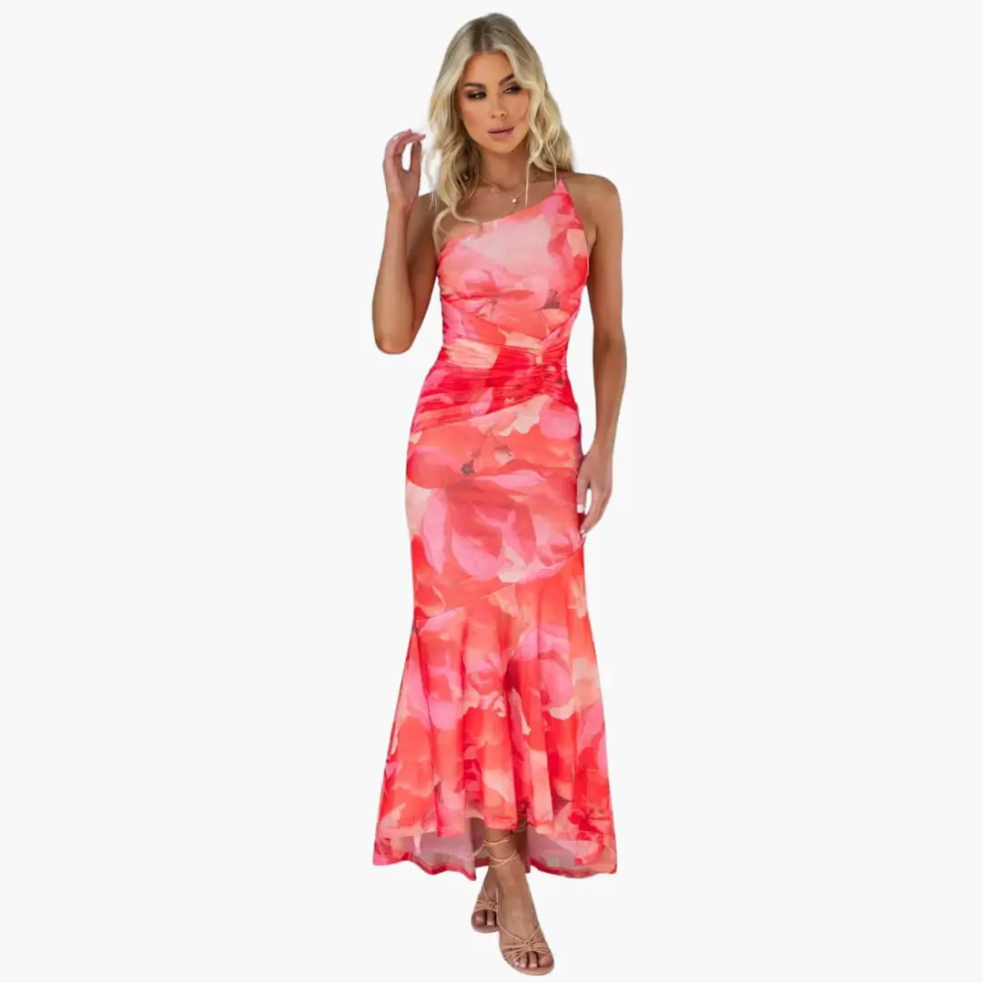 One Shoulder Floral Dress for Women - Elegant Summer Dress