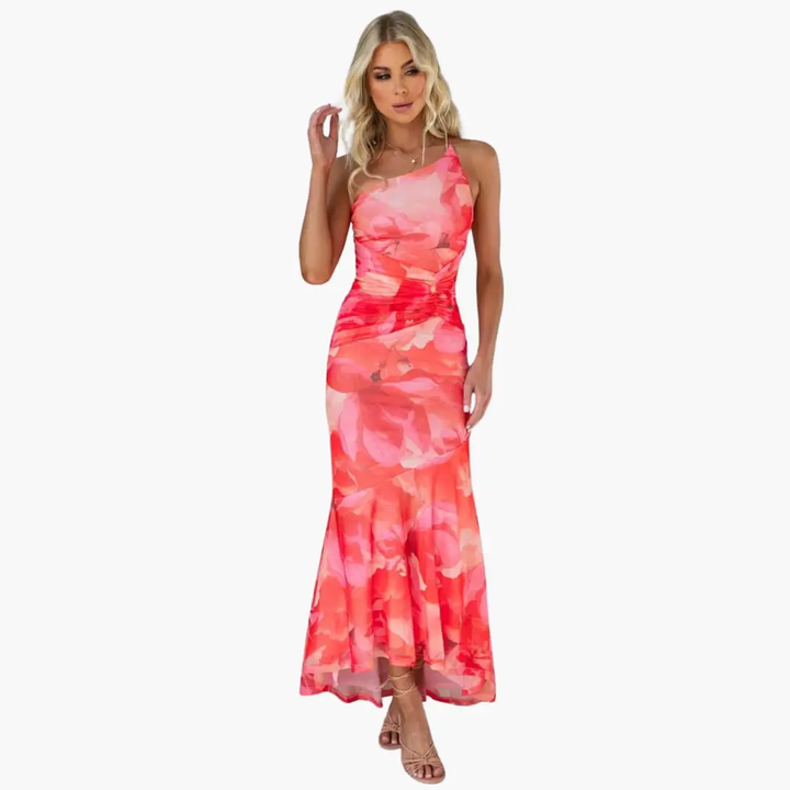 One Shoulder Floral Dress for Women - Elegant Summer Dress