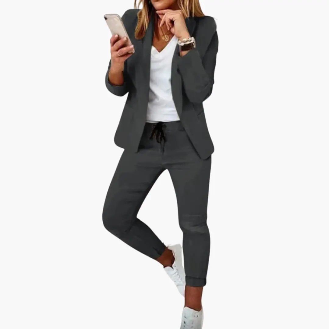 Lounge Set for Women - Blazer with Jogging Pants and Drawstring