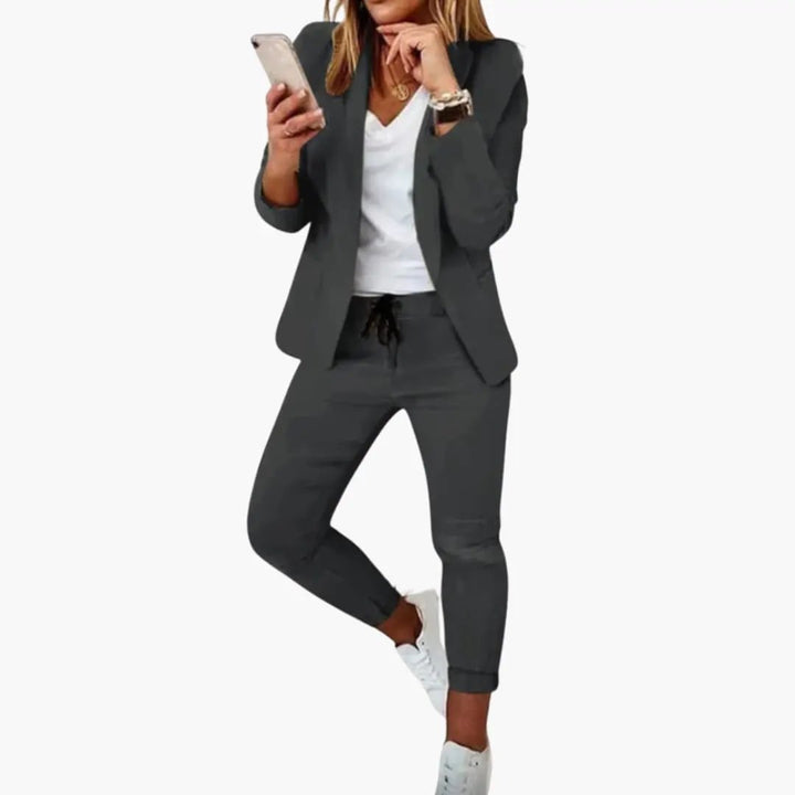 Lounge Set for Women - Blazer with Jogging Pants and Drawstring