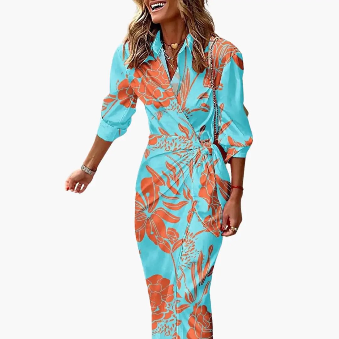 Striped Shirt Dress – Women's Maxi Dress Made of Cotton