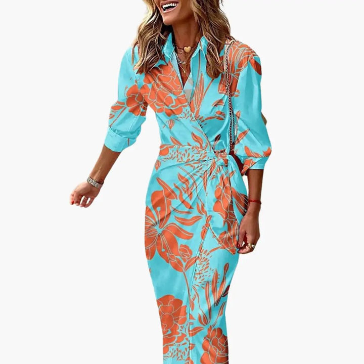 Striped Shirt Dress – Women's Maxi Dress Made of Cotton
