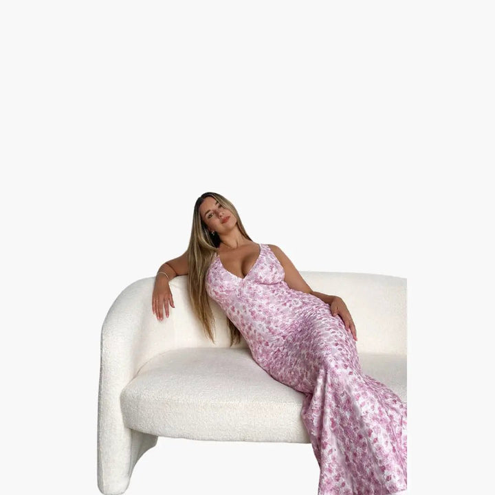 Lace Maxi Dress - Women's Style with V-Neck and Elegance